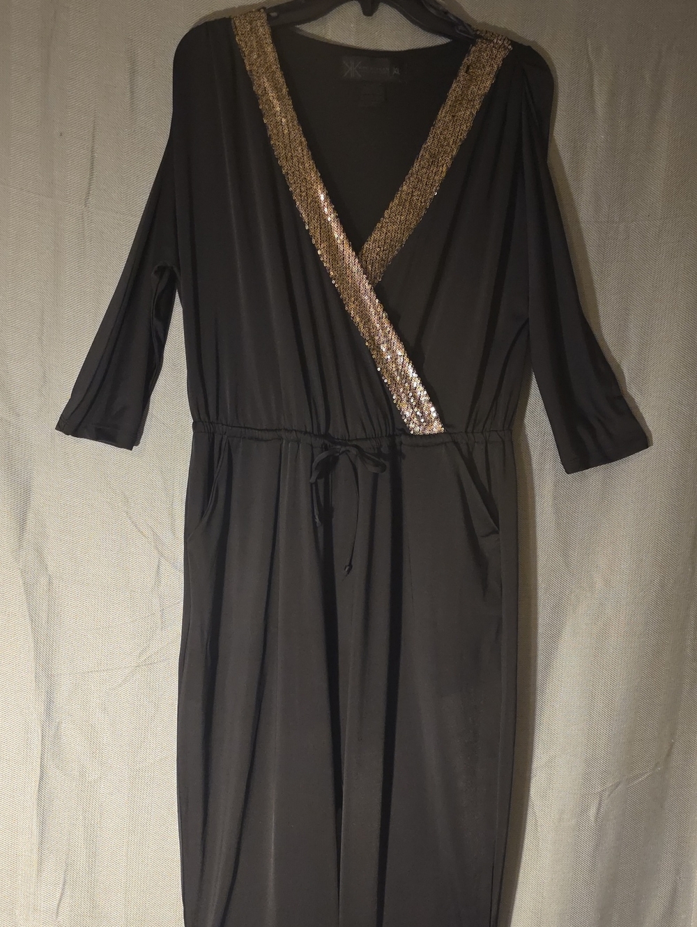 Kardashian Kollection Black Dress with Gold Sequin Detail